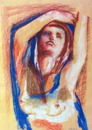 Nudo di donna (Nude Woman) - 70x50 - acrylic and sanguine on paper
