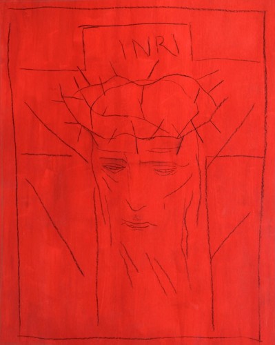 Volto del Cristo (Christ's Face) - 60x80 - charcoal and acrylic on paper